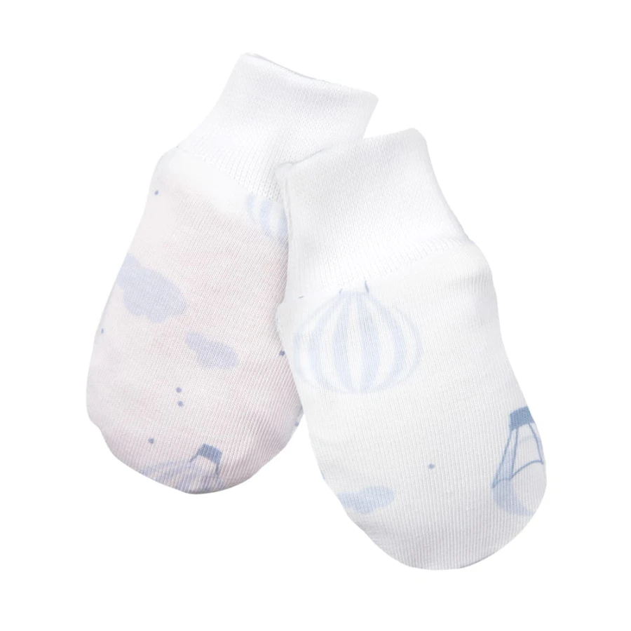 Baby gloves 3-pack blue with balloon pattern
