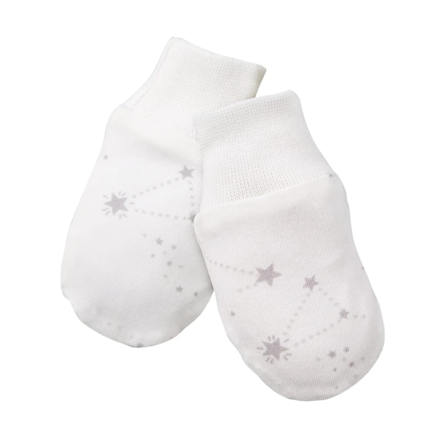 Baby gloves 3-pack gray with star pattern