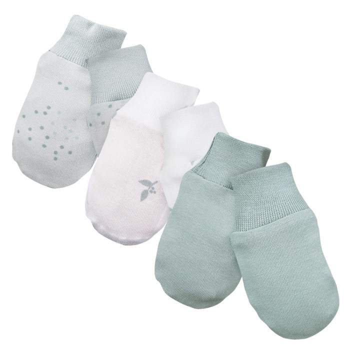 Multipak 3 ks kojenecké rukavičky zelené