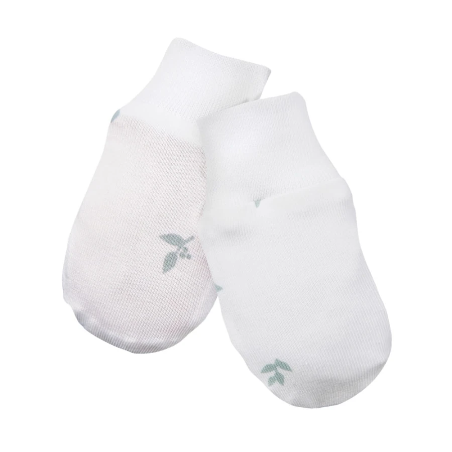 Baby gloves 3-pack green with leaves pattern