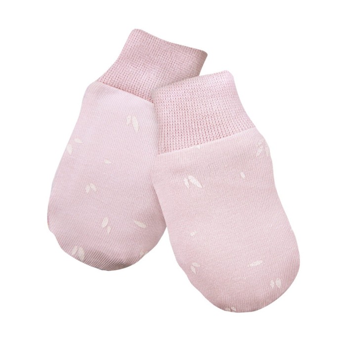 Baby gloves pink with flower pattern