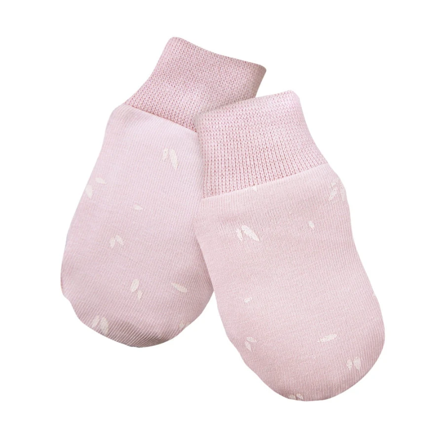 Baby gloves pink with flower pattern