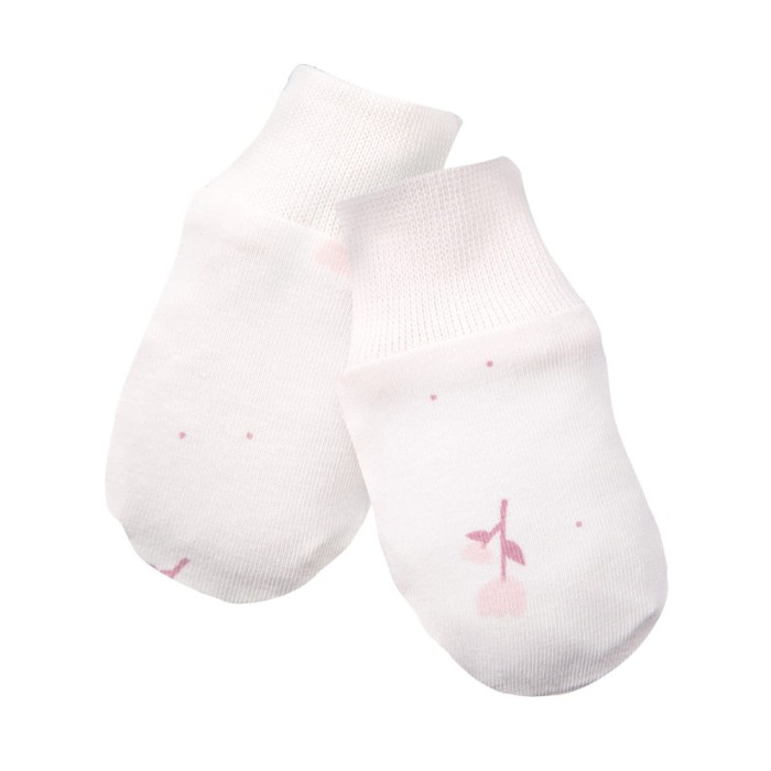 Baby gloves cream with flower pattern