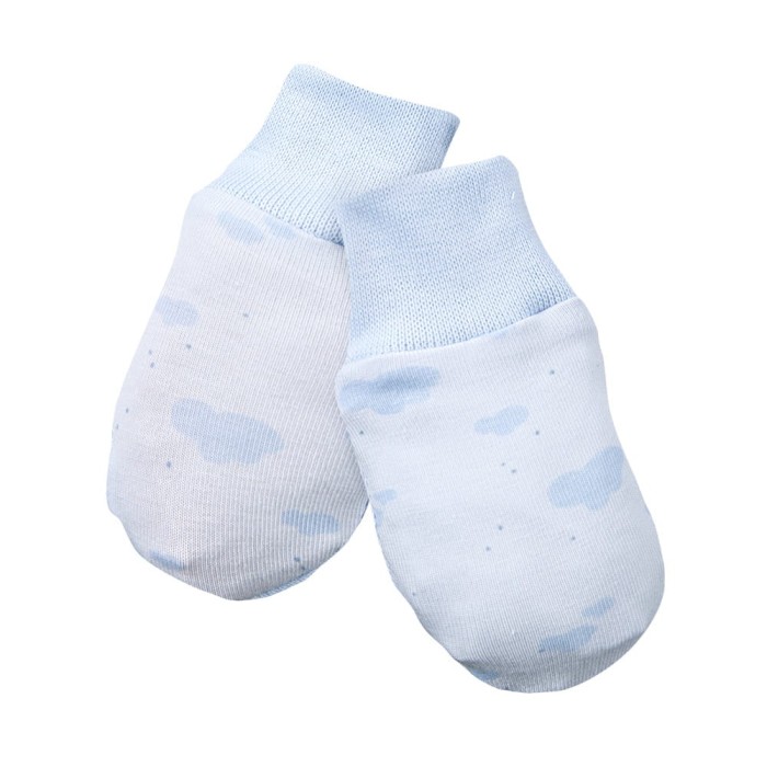 Baby gloves blue with cloud pattern