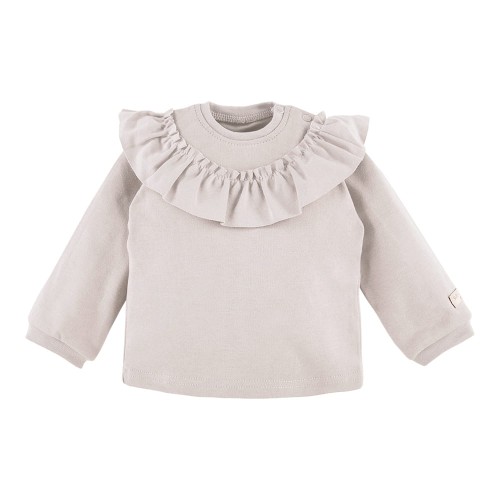 Long sleeve shirt beige with frill