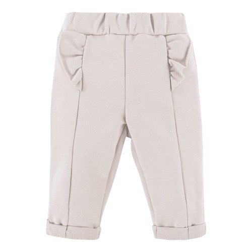 Trousers with frills beige