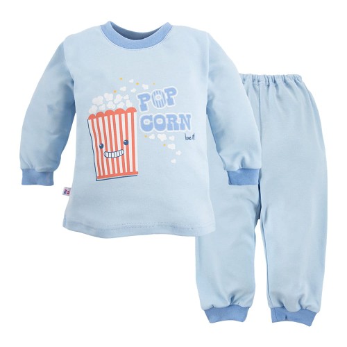 Pajamas blue with popcorn