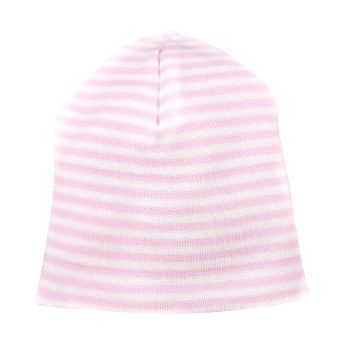 Striped baby beanie pink