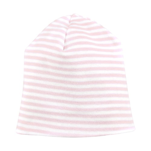 Striped baby beanie pink
