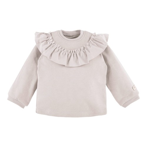 Long sleev shirt beige with frill