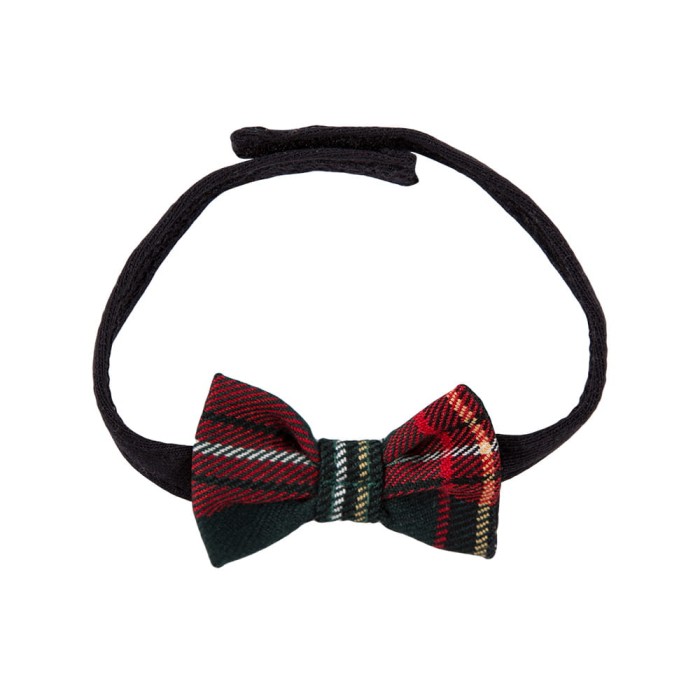 Baby bow-tie with checked pattern green