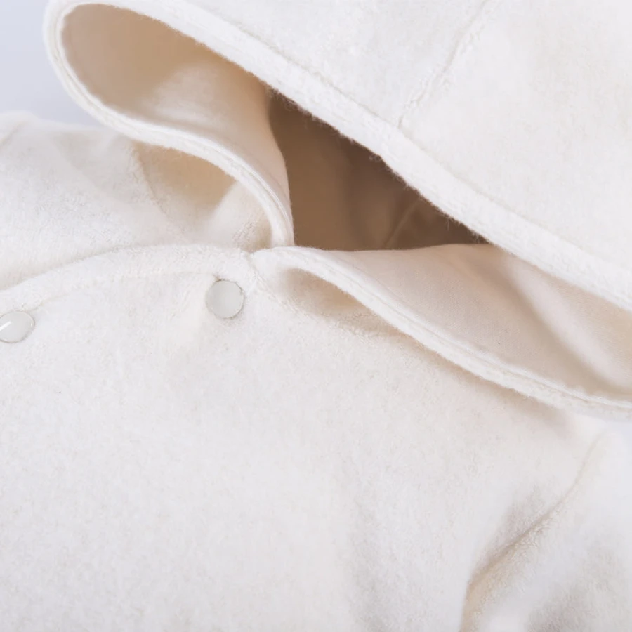 Hooded fleece sweatshirt ecru