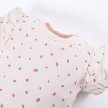 Body dziecięce ecru z krótkim rękawem w truskawki