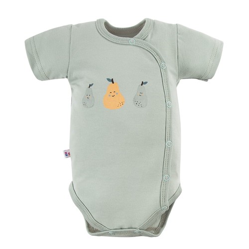 Dětské zavinovací body zelené s hruškami