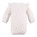 Body dziecięce ecru z długim rękawem w truskawki