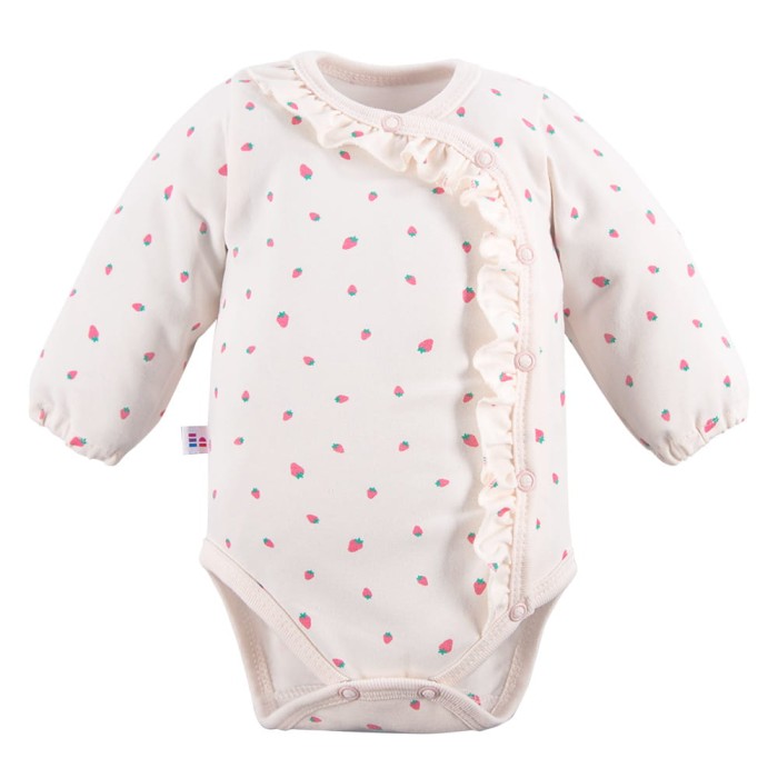 Bodysuit cardigan ecru with strawberry print