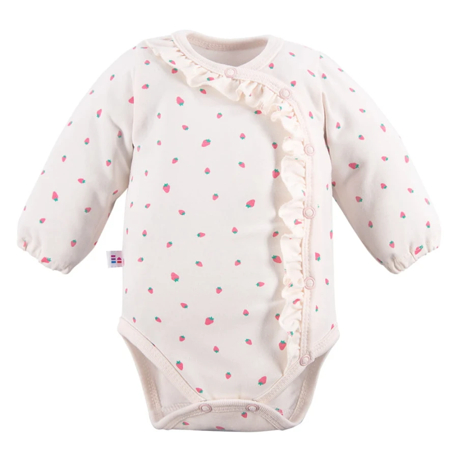 Bodysuit cardigan ecru with strawberry print