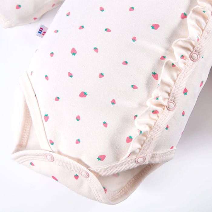 Bodysuit cardigan ecru with strawberry print