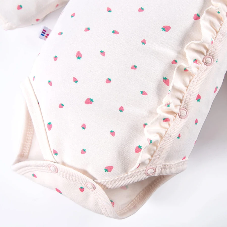 Bodysuit cardigan ecru with strawberry print