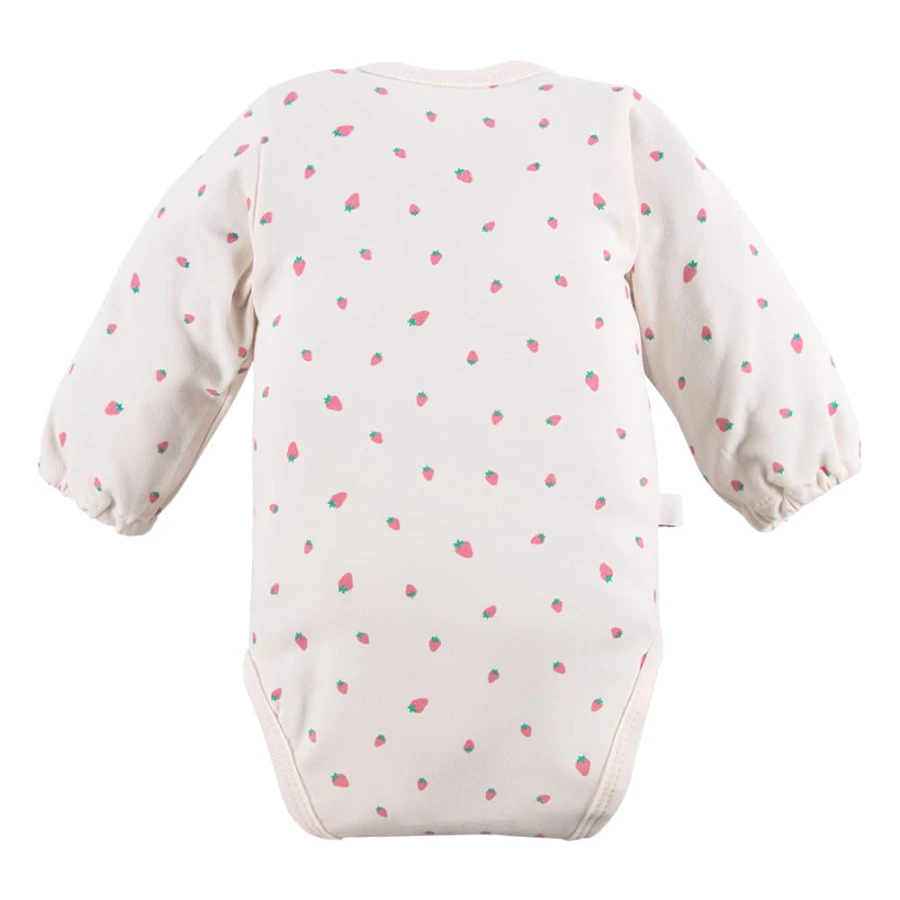 Bodysuit cardigan ecru with strawberry print