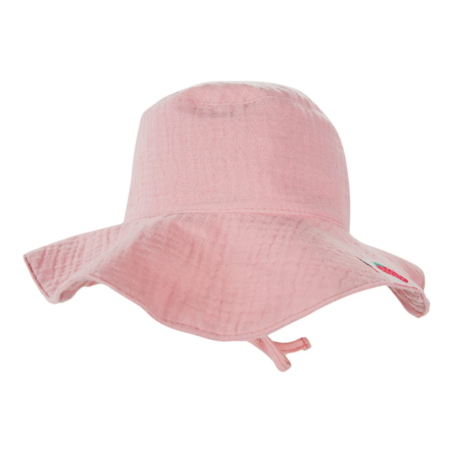 Muslin pink hat with badge