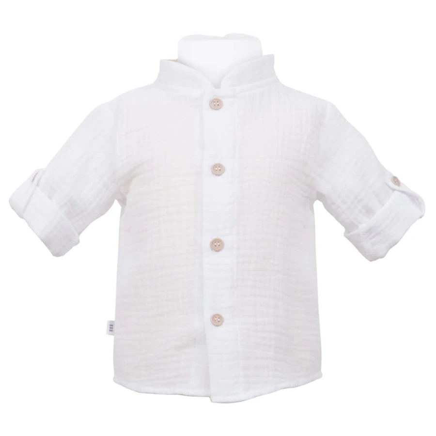 White muslin shirt with mandarin collar