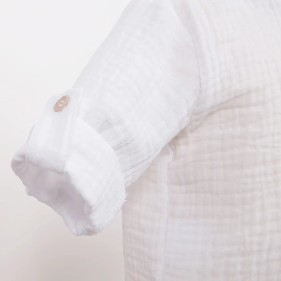 White muslin shirt with mandarin collar