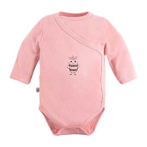 Kojenecké body s medovým včelím motivem lososové barvy