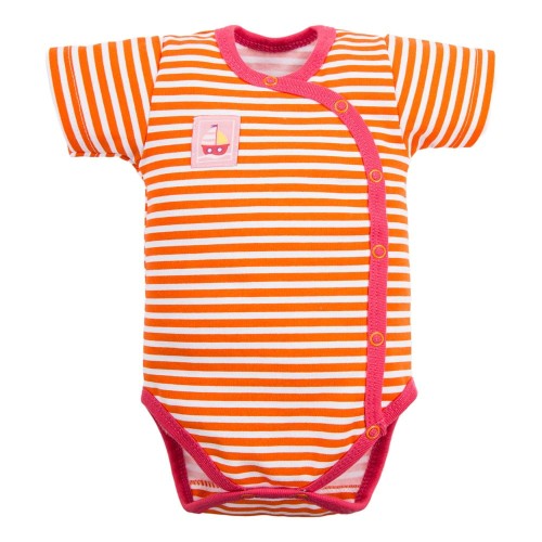 Dětské zavinovací body v oranžovobílých pruzích