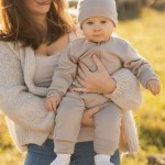 Overal z merino vlny rostoucí s dětskou béžový