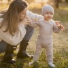 Beige baby leggings from merino wool