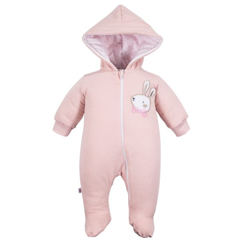 Hooded pramsuit pink with bunny