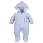 Hooded pramsuit blue with bunny