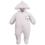 Hooded pramsuit beige with bear