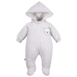 Hooded pramsuit gray with bear
