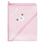 Baby hooded towel pink with alpaca