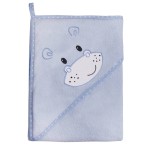 Baby hooded towel blue with hippo