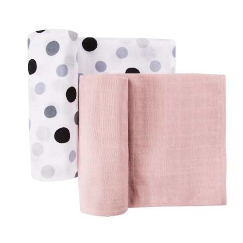 2-pack white pea and pink muslin nappy