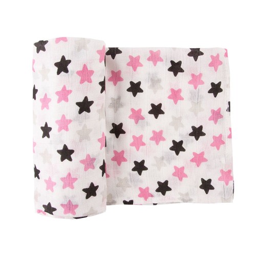 White bamboo wrap with stars 120x120 cm