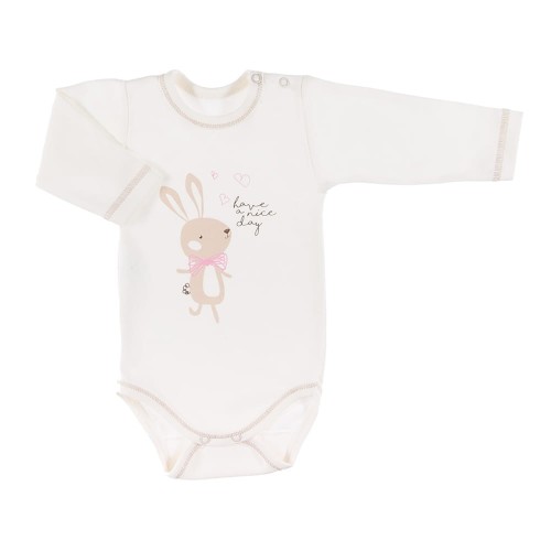 Body s dlouhým rukávem FLUFFY králíček ecru 092